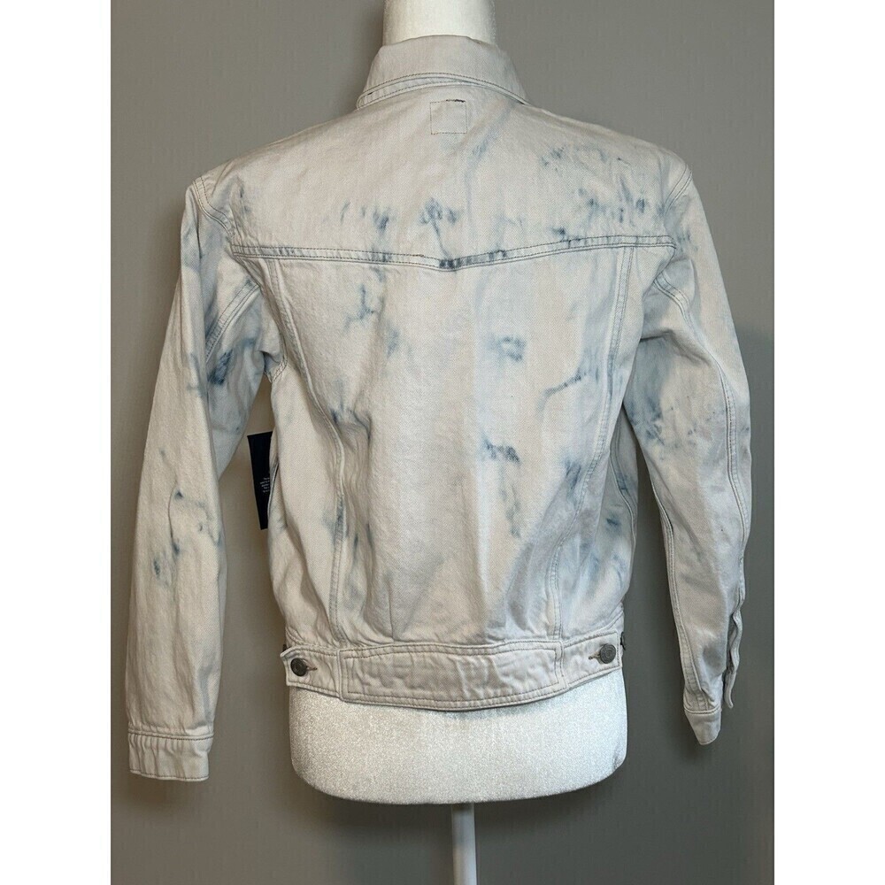 Gap Women’s Distressed Cropped Light Wash Jean Tie Dye Denim Jacket Med Tall NEW - Picture 5 of 9